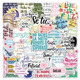 50 Pack Spanish Motivational Stickers for Kids Boys Girls Teens Students, Waterproof Vinyl Inspirational Quotes Stickers for Laptops Water Bottles Journals Skateboards Affirmation Positive Quotes