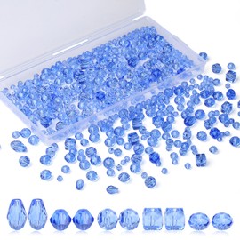 XIANNVXI 800 Pcs Blue Glass Beads for Jewelry Making Assorted Crystal Beads with Box Glass Beads Bulk for Crafts DIY Necklace Bracelet Earring