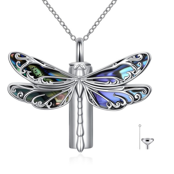 LELOUCHY Dragonfly Urn Necklace for Ashes Dragonfly Cremation Jewelry for