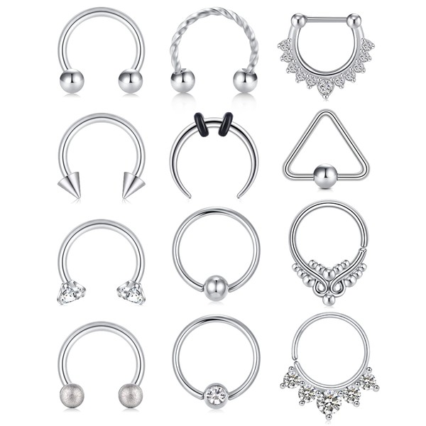 Zolure 16G Septum Piercing 8 mm Horseshoe Piercing Nose Piercing