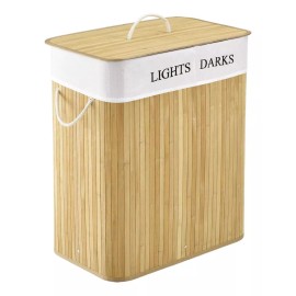 Makom Home Cesto Para Ropa Sucia De Bambu Con Division 52*32*63cm Mh-14