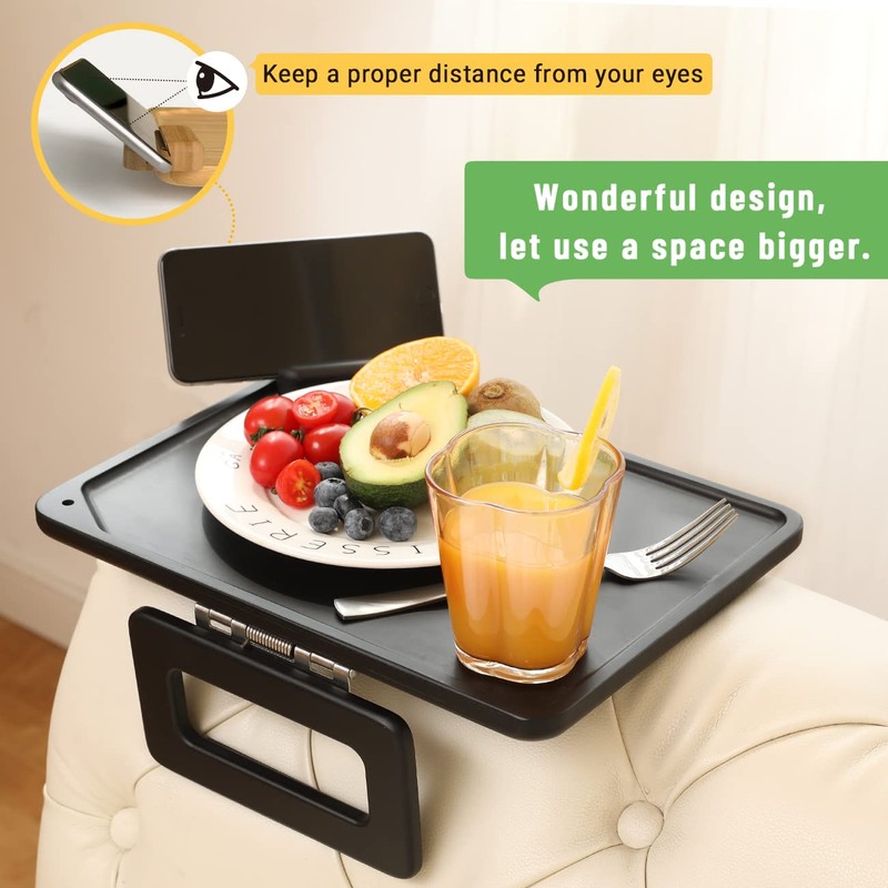 Smatdecis Couch Arm Tray Table Sofa Arm Clip, Armrest Tray