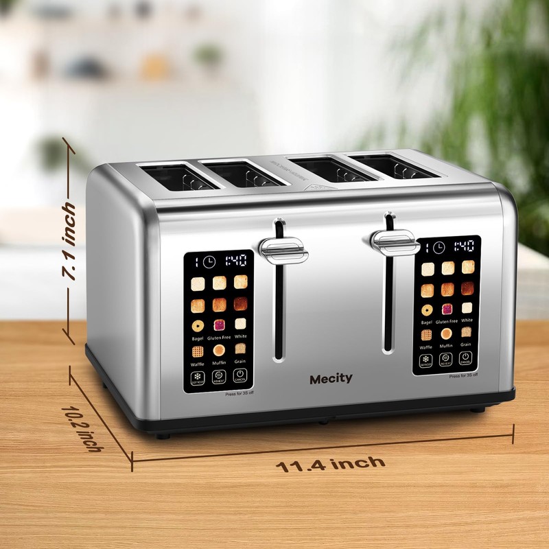Mecity 4 Slice Toaster with Touch Screen Control, 4 Wide