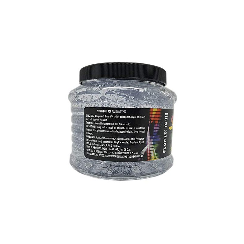 Super Wet, Hair Styling Gel, Clear, Jumbo, 2.2 lb