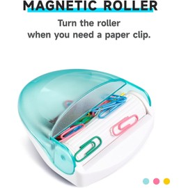 BITOSEE Paper Clip Holder ,Magnetic Paper Clip Holder for Desk, Paperclip Holder with Gold Paper Clips 100pcs 28mm(1.1") , Cute Office Supplies for Desk Organizer(Green, Paperclips Holder)