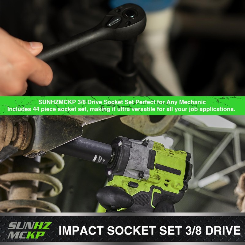 SUNHZMCKP 3/8" Drive Impact Socket Set, 52 Piece Standard SAE