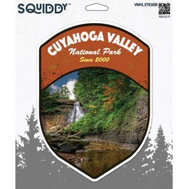 Squiddy Cuyahoga Valley Brandywine Falls Ohio National Park - Vinyl Sticker Decal for Phone, Laptop, Water Bottle (3" Tall)