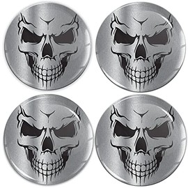 Skino Eu Sticker Car Sticker for Hub Caps Hub Caps Hub Cap Wheel Cover Wheel Sticker 50 mm Silver Skull A 9350