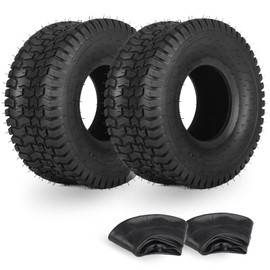 GICOOL GICOOL 15x6.00-6 Tire and Inner Tube Set, TR-13 Straight Valve Stem, Replacement Riding Mower Front Wheel Assembly, 2 Pack