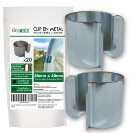 Elegardn® Pack of 20 Greenhouse Clips 30mm x 30mm Greenhouse Tunnel Garden Tarpaulin Metal Clips Zinc Coated