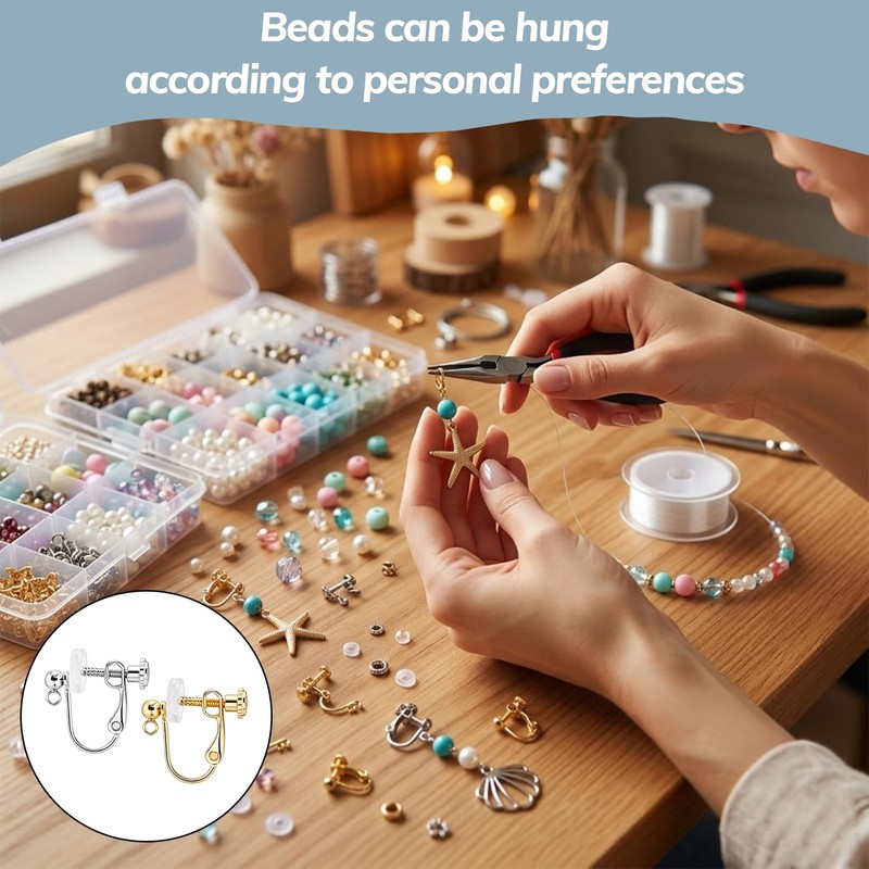 20Pcs 2 Colors Clip on Earring Findings Screw Back Plated