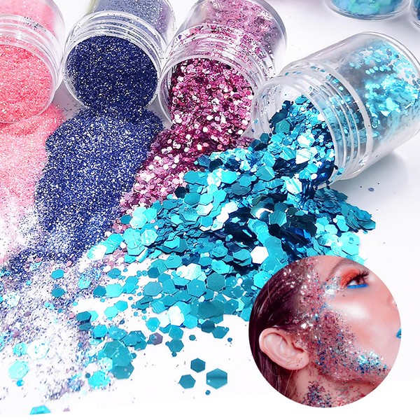 32-Piece Craft Glitter Set, Colours Glitter Powder Set for Crafts for Decoration, Paper, Cards, Nail Art, Party, DIY