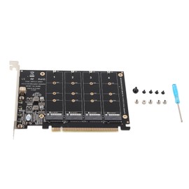 M.2 NVME SSD to PCIE X16 Adapter 4 Port High Speed 4x32Gbps Soft Raid Card with Individual LED Indicator for Computers