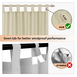 BONZER Outdoor Curtains for Patio Waterproof, Tab Top Weatherproof Outside Curtains for Porch, Pergola, Gazebo, Cabana, Pavilion, 1 Panel, 52x84 Inch, Beige