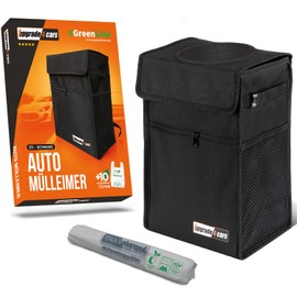 Upgrade4cars Car Bin with Lid and Bin Liners, 2 Litre Car Waste Bin, Hanging for Footwell, Headrest, Centre Console & Back Seat, Waste Bin, Foldable Car Gadget Made of Oxford