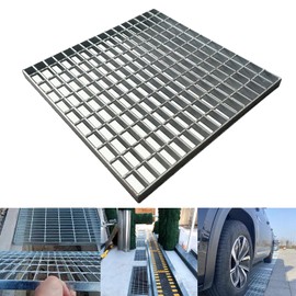 Galvanized Steel Drain Grate,20 * 20in Outdoor Drain Cover,Heavy Duty B125 Class Channel Grate,Rust-Proof Metal Sewer Grate,Silver Square Drainage Grate for Garage,Sewer,Dowmspout,Driveway,Yard.