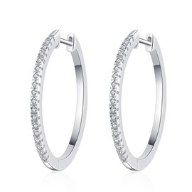 PHENIOTACE Women's Hoop Earrings Cubic Zirconia Stones Classic Large Hoop Earrings for Women 30 mm Earrings, Cubic Zirconia, Cubic Zirconia