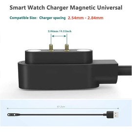 Aliwisdom Universal Smartwatch Ladekabel 2,84mm, Smart watch Zubehör USB Charging Kabel Universeller 2 polig Magnetisch Ladegerät Kompatibel Polig Pitch 2,5mm - 3mm [2 Stücke] Modell A + Modell B