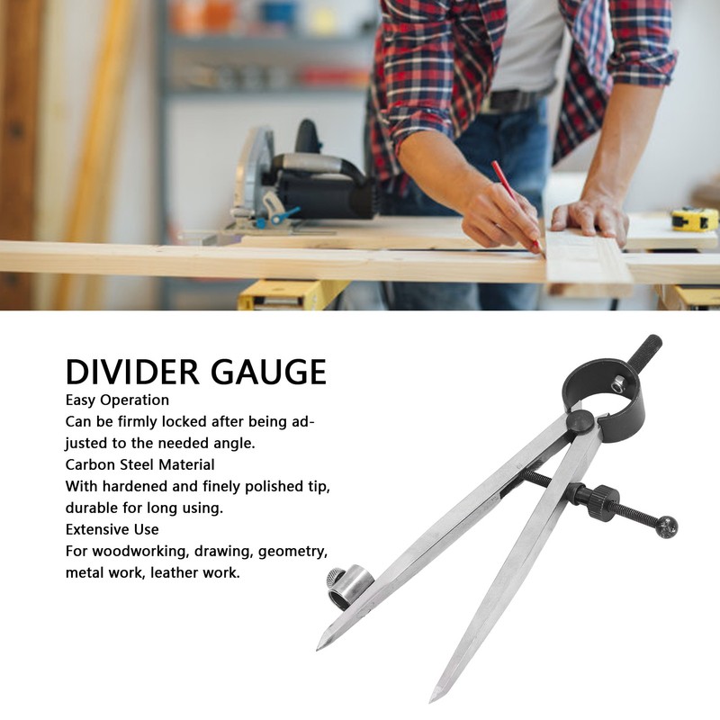 Wing Divider Gauge Carbon Steel Adjustable Angle Lockable Scribing Tool