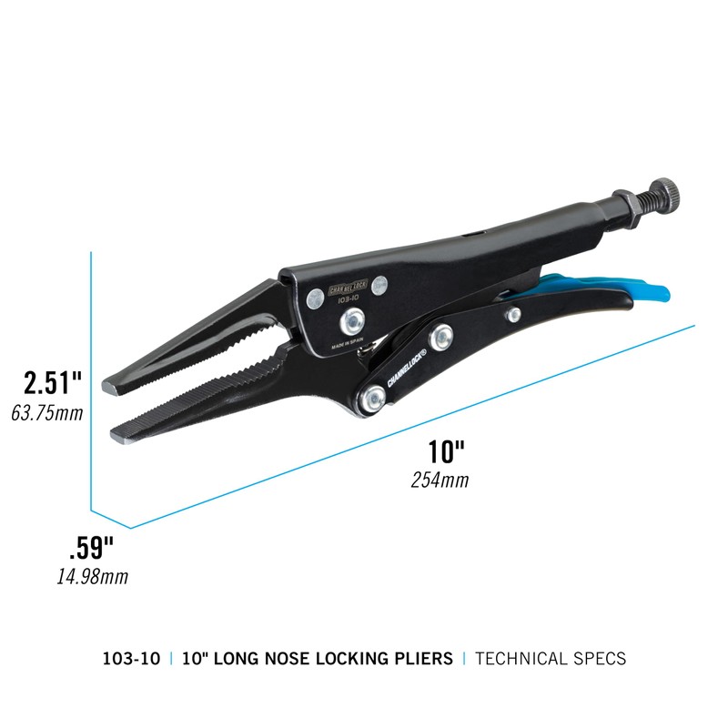 Channellock Combination Long Nose Locking Pliers 103-10 - Epoxy Resin