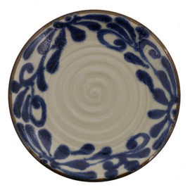 Tableware East Japanese Tableware, Platter, 8.9 inches (22.5 cm), Ryukyu Karakusa Ruri sh-014-01