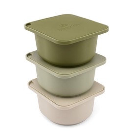 Babadoh Pizza Making Accessories | Pizza Dough Proofing Containers with Lids | Set of 3 | Multi Green (1 Dough, 1 Olive, 1 Sage) | Original Size (make 12" Pizzas)