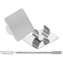 Paleta Mezcladora de Maquillaje con Anillo de Acero Inoxidable 1 Set, Color Plata, para Base y Mezcla, Uso en Salones de Belleza y Shows