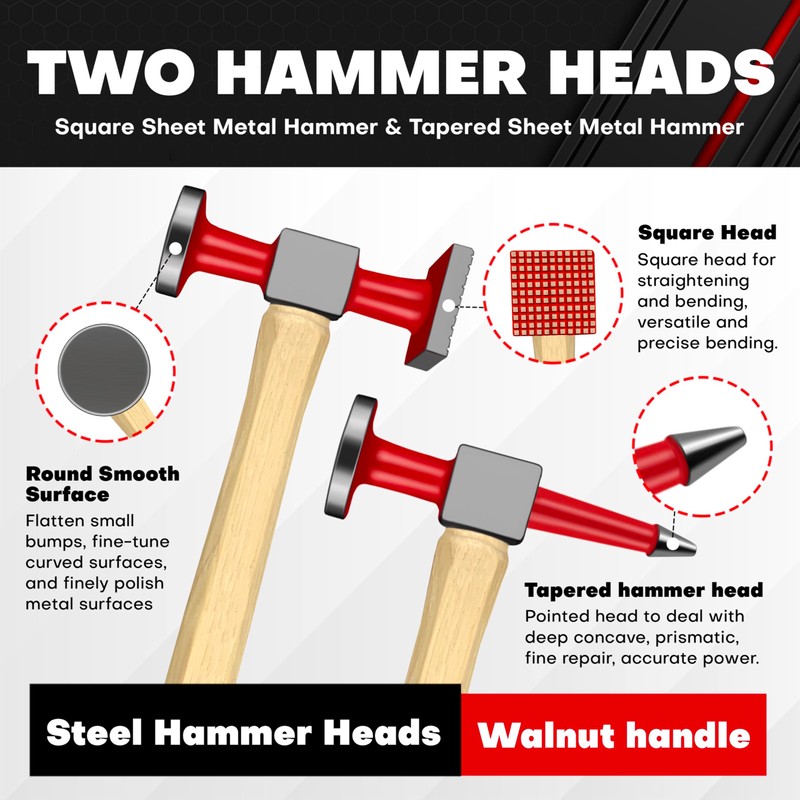 C&T 6 Piece Heavy Auto Body Repair Tool Hammer Dolly