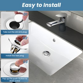 Universal 2 in 1 Bathroom Sink Drain Strainer，Pop Up Sink Drain Filter with Removable Stainless Steel Anti-Clogging Filter Basket，Bathroom Drain Stopper Sink Plug for 1.04"-1.89" Basin Drain Holes