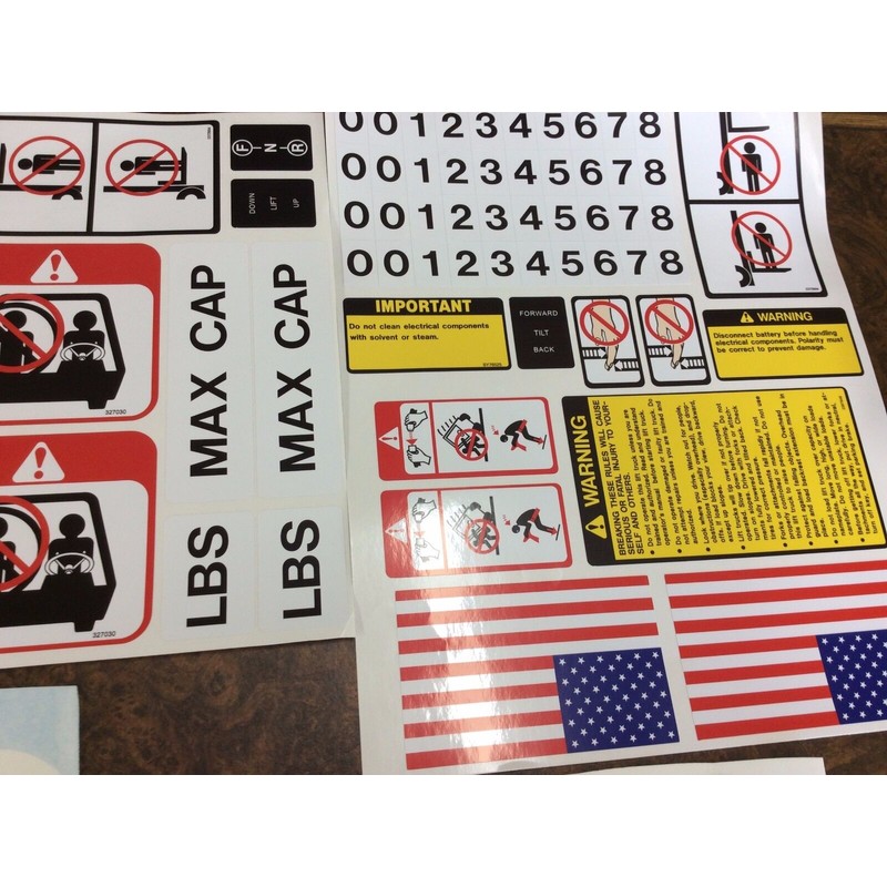 Yale Forklift Decals Black and white, complete with safety decal