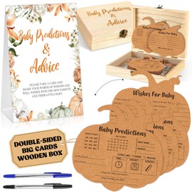 Lineshading 62 Pcs Baby Prediction Cards for Game Advice and Wishes Clothes Shaped Advice Cards Parents to Be Gender Neutral Baby Shower Games Fun Guessing Activities Box(Pumpkin)