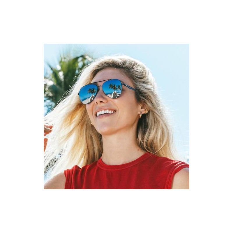 Abaco Daytona Polarized Sunglasses - Silver/Caribbean Blue Mirror