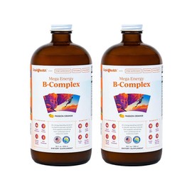 LIQUIDHEALTH Mega Energy Methylated B-Complex, Adult Liquid Vitamin Supplement - Increase Energy, Relieve Stress & Fatigue, Immune Support, Heart & Gut Health - Made in USA, Vegan, Sugar-Free (2 Pack)