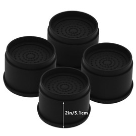 HANIHUA 4 Sets Furniture Risers 2 inch Black Bed Risers, Heavy Duty Round Stackable Bed Lifts Risers 2" or 4" for Table, Sofa, Couch, Desk, Adjustable Bed Frame Risers