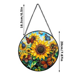 Xuoxeji Sunflower Sun Catchers, Sunflower Stained Glass Window Hanging, Sunflower Memorial Gifts, Sunflower Gifts for Women, Grandma, and Mom