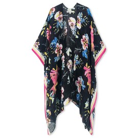 Moss Rose - Traje de baño tipo kimono para mujer con estampado floral bohemio, suelto y casual, Jardín tropical, Talla única