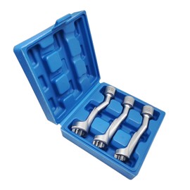 JEUCLEL 3PCS 14mm 17mm 19mm 1/2" Dr. Common Rail Injection Fuel Line Nut Socket Set, 12 Point Injection Line Flare Nut Wrench Open Type, Injector Line Removal Tool Opening Socket Kit