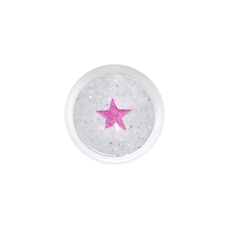 Body Candy 0 Gauge Clear Acrylic Glitter Purple Star Confetti