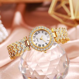 Dacdyi 3Pcs Women Wholesale Watches Elegant Diamond Bangle Bracelet Analog Quartz Wrist Watch