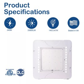KCCCT 240W LED Gas Station Canopy Lights Warehouse Workshop Lamp IP65 32500LM Daylight