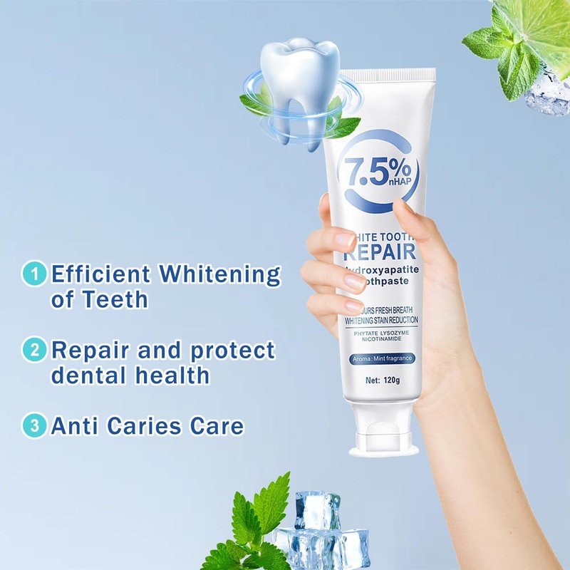 2Pcs Hydroxyapatite Toothpastes for Enamel Protection and Tooth Strengthening, 7.5%