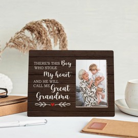 MAQIKA Great Grandma Gifts, Great Grandma Picture Frame, Great Grandma Frame, Gifts for Great Grandma, Great Grandma Baby Announcement, He Will Call Me Great Grandma Wood Photo Frame for 4x6 Photos