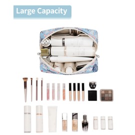 Narwey Narwey Cute Makeup Bag Travel Cosmetic Bag Organizer Toiletry Bag Make Up Bags with Compartments for Women Girls (Large, Aqua Flamingo)