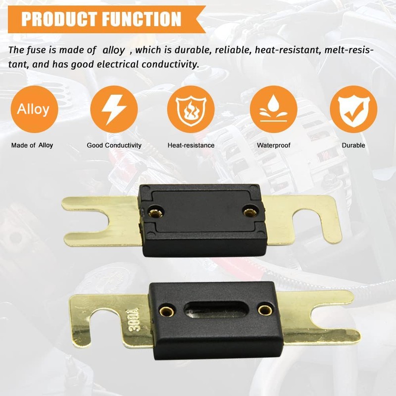 Greluma 4 Pcs 300 Amp ANL Fuses Car Audio Video