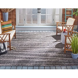 SAFAVIEH Courtyard Collection 8' x 10' Black/Ivory CY8395 Indoor/ Outdoor Waterproof Easy-Cleaning Patio Backyard Mudroom Area-Rug