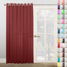 Megachest Woven Voile super wide metallic ring top Curtain 1 Panel (Burgandy, 116" wide X 90" drop(W300cmX228.5cm))