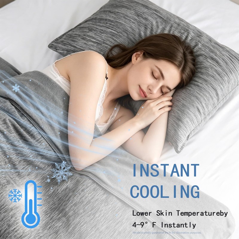 AEPINBH 60''x80''Cooling Blanket，Cold Blanket for Hot Sleepers,Lightweight Breathable, Instant Cool