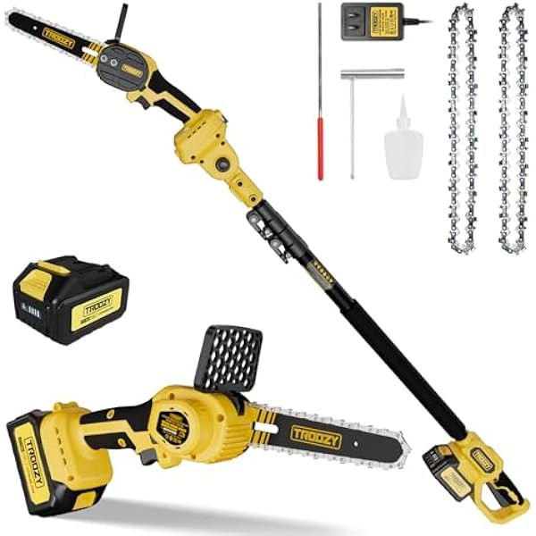 Cordless Pole Saw & Mini Chainsaw 2-IN-1, 21V 3Ah Battery