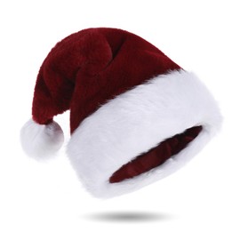 Eoocan Christmas Hat for Adult, Unisex Thicken Comfortable Plush Santa Hat for Christmas New Year Festive Theme Party Supply