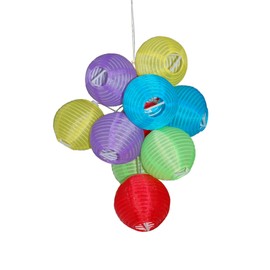 Solar Powered Party String Fairy Lights. 10 of 3" Dia Color Lanterns.